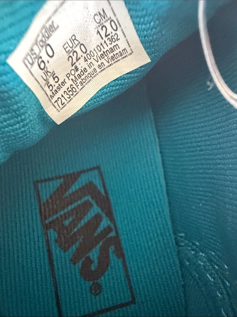 Vans Kids Teal Canvas Low Top Sneakers with White Side Stripe